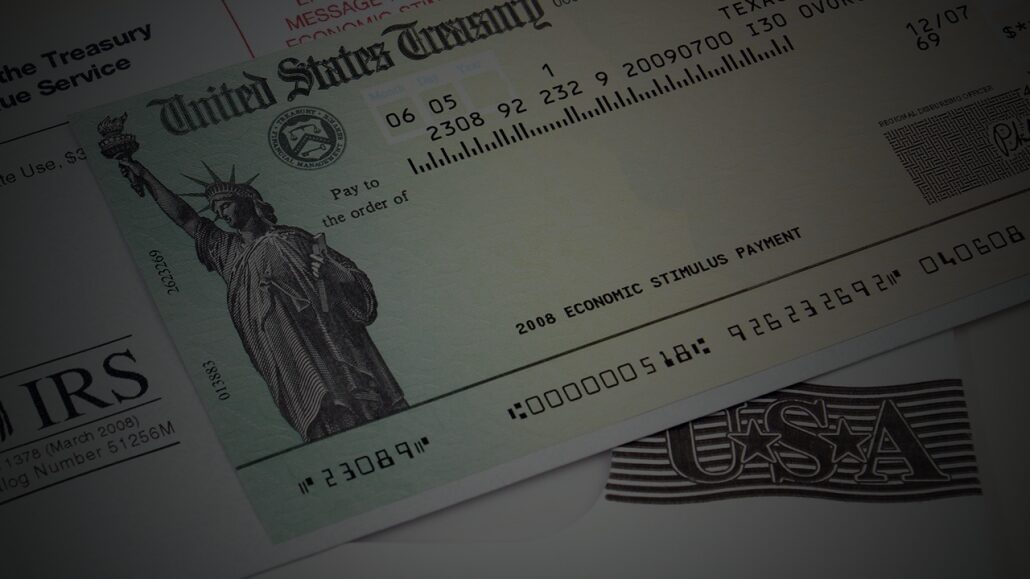 U.S. Treasury check on IRS tax forms